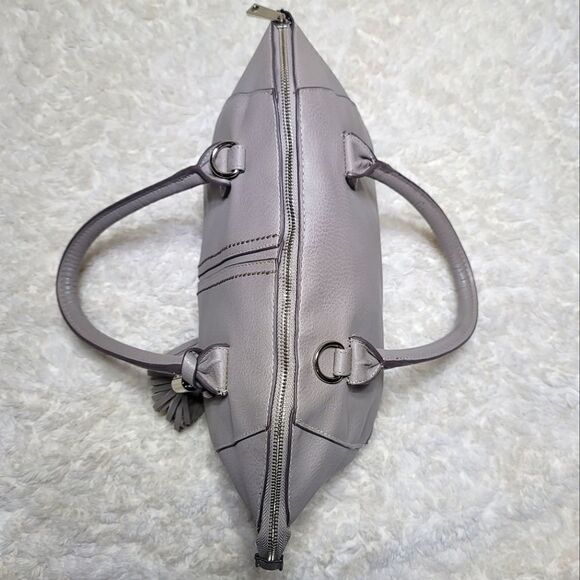 Maurices Grey Fringe Tassle Keychain Faux Leather Shoulder Bag Satchel - Picture 7 of 10